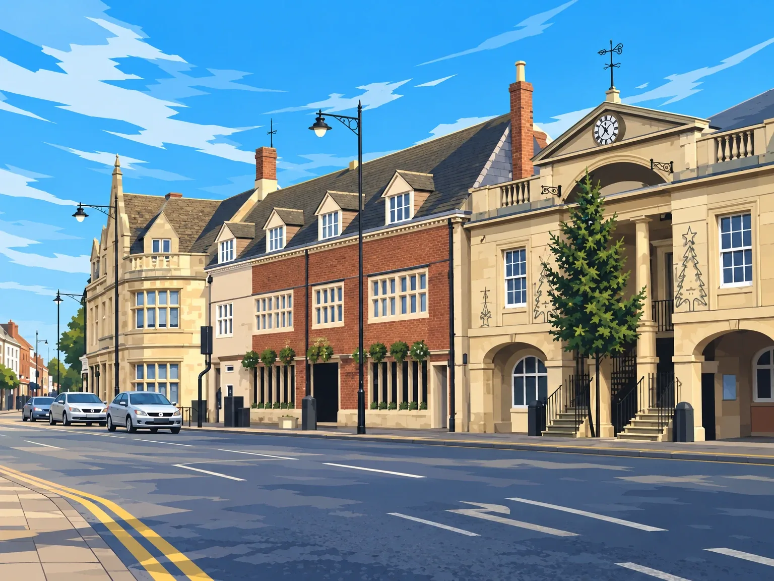 Illustration of Bourne town centre