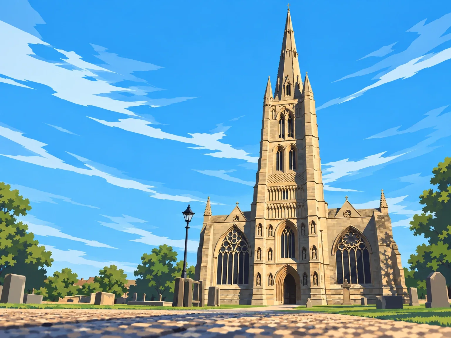 Illustration of St Wulfram's Church in Grantham