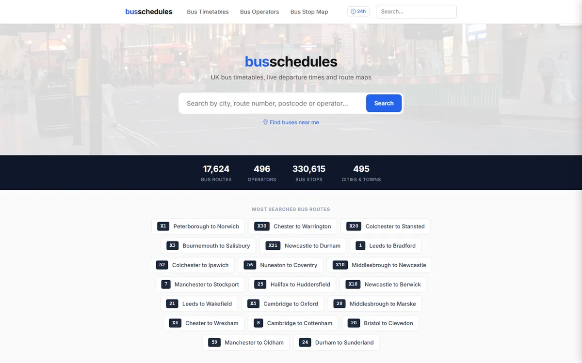 The Bus Schedules homepage (busschedules.co.uk)