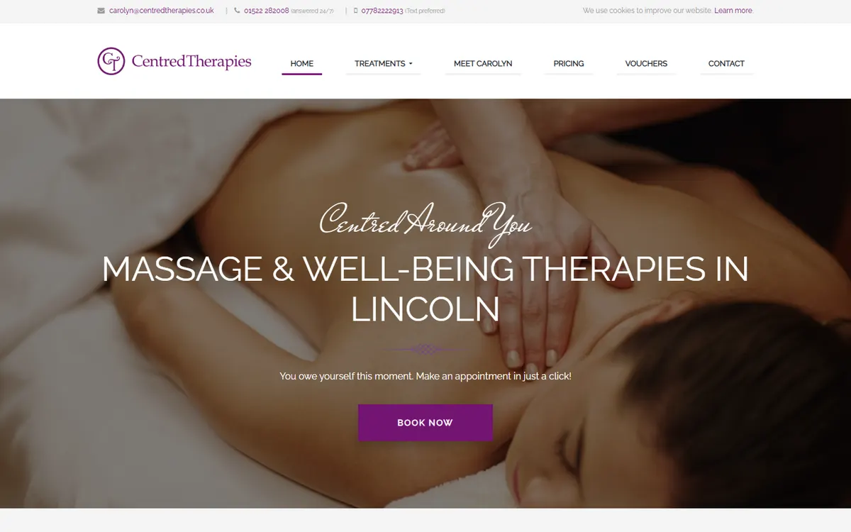 The CentredTherapies homepage (centredtherapies.co.uk)